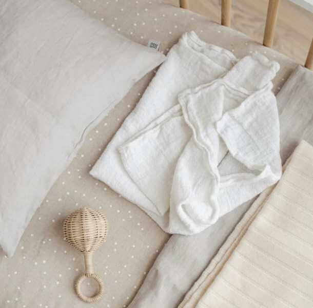 Otroska lanena posteljnina svetlo siva