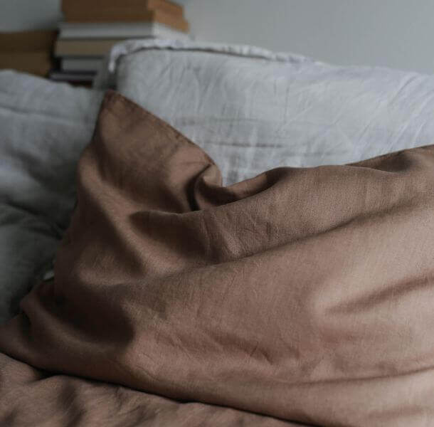 Lanena posteljnina - rjava (različne dimenzije) - slika 2