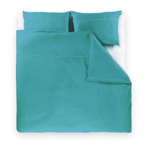 enobarvna posteljnina basic zeleno modra
