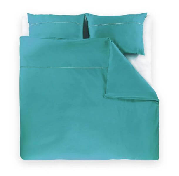 enobarvna posteljnina basic zeleno modra