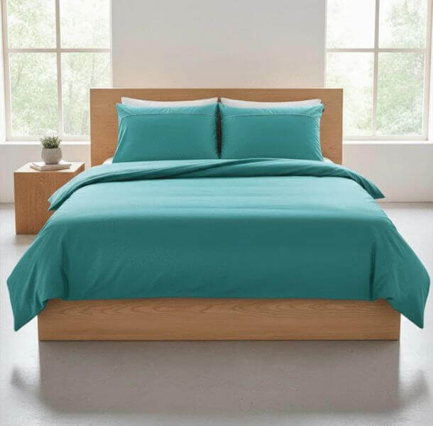 posteljnina basic zeleno modra